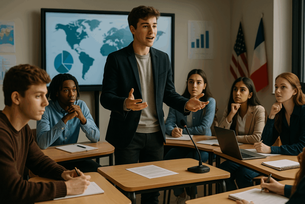 Un'attività di role playing in una classe di scuola superiore